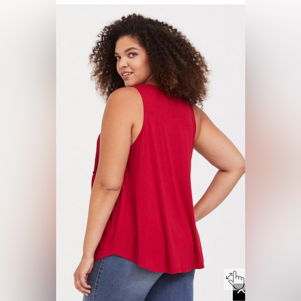Torrid Red Floral Lace Tank - Picture 2 of 15